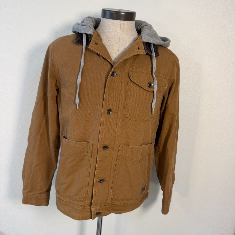 Vans AV78 Mens Small Brown Canvas Hooded Workwear Jacket Plaid Lined Chore